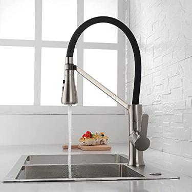 Imagem de ZYHSIJOBAS Torneiras de pia de cozinha, torneira de água de bancada torneira de cozinha Sp torneira de cozinha removível bacia de lavagem quente e fria torneira de pia giratória retrátil