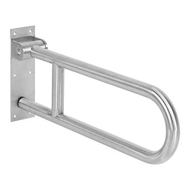 Imagem de Barra de apoio dobrável para vaso sanitário, trilhos de moldura de segurança, barra de suporte para assento de banheiro, alças de mão para casa, hotel, auxílio para grávidas e idosos