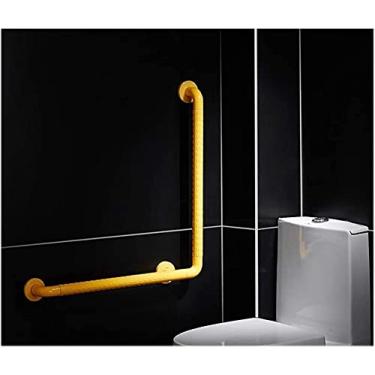 Imagem de Barra de apoio de segurança em forma de L para banheiro antiderrapante para pendurar na parede para idosos deficientes, alça acessível, branca, 60 cm, 40 cm, barra de apoio para vaso