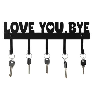 Imagem de Porta-Chaves Love You Bye, Porta-Chaves Preto Suporte de Parede com Parafusos Organizador de Entrada para Parede