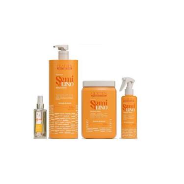 Imagem de Glatten Semi di Lino Shampoo 1 L e Máscara 1 KG e Leave-in e Sérum
