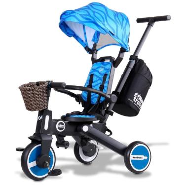 Imagem de Triciclo Infantil com Cesta, Mochila de Viagem e Bolsa para os Pais para Crianças de 1 a 5 Anos, NewtronX, Azul