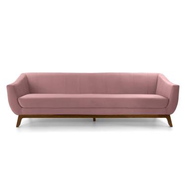 Imagem de Sofá 3 Lugares Odeon D07 230cm Base Madeira Veludo Rosa - D'Rossi