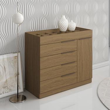 Imagem de Cômoda Quarto Porta Jóias com Tampo Vidro 111cm Stefanie Atacama A09 - D'Rossi