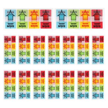 Imagem de 1600 peças de adesivos para assinar aqui, 4 cores, etiquetas de seta, adesivos, sinal aqui, tabelas, poste aqui, bandeiras para documentos, cadernos, anotações, livros, escritório, material escolar