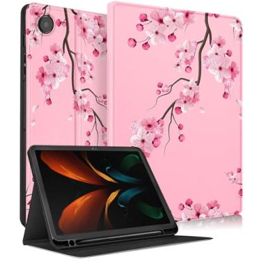 Imagem de Uppuppy Capa para Samsung Galaxy Tab A8 de 10,5 polegadas crianças lindas meninas flores fólio mulheres adolescentes meninas Kawaii bonito design estético capa de tablet para Samsung A8 Tab Cases SM-X200/X205/X207