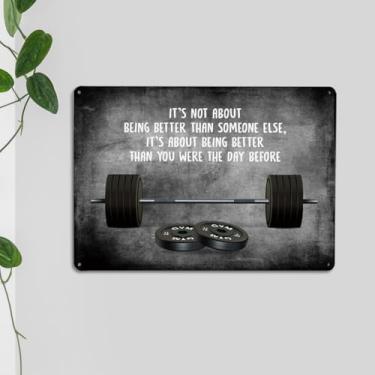 Imagem de Citações motivacionais placa de metal para academia para sala de treino, escritório, decoração de casa, acessórios de ginástica inspiradores, presentes para homens, placa de parede inspiradora