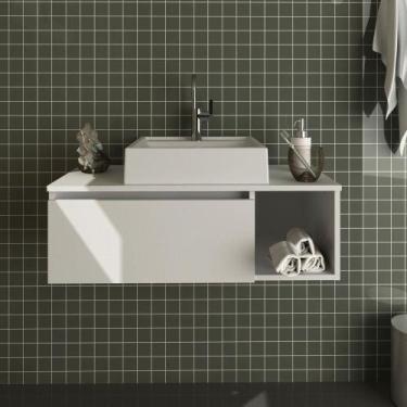 Imagem de Gabinete Banheiro Suspenso 80Cm Multimóveis Cr10081 Branco - MULTIMOVE