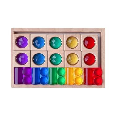 Imagem de Almencla Conjunto de blocos de arco-íris, brinquedos de treinamento sensorial, madeira, acrílico, meia de brinquedo educacional, brinquedo empilhável para