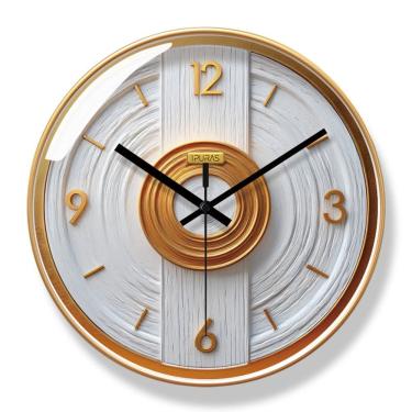 Imagem de Relógio de parede moderno minimalista de 30 cm com design redondo branco/dourado