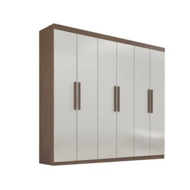 Imagem de Guarda Roupa Casal 6 Portas sem pés Leblon D' Doro, Castanho/Off White