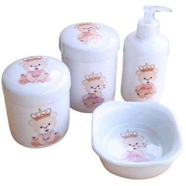 Imagem de Kit de Higiene para Bebê Princesa Ursinha - 4 Peças em Porcelana - Ant