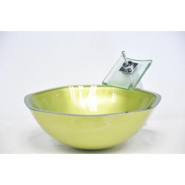 Imagem de Cuba de Vidro Heptagonal 41cm Nápoles - EKASA, Verde Oliva