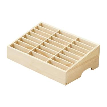 Imagem de Llazsybz Caixa Organizadora de Celular com 24 Compartimentos para Smartphones, Ideal para Materiais Escolares E Salas de Reunião, Cor de madeira