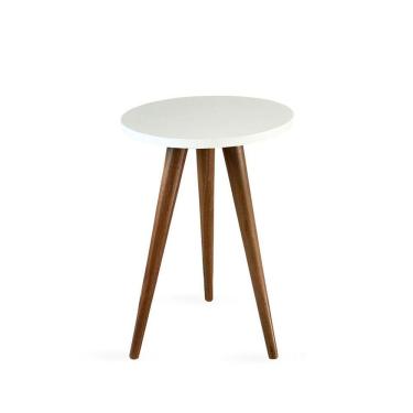 Imagem de Mesa Lateral De Canto Tripé 50x35cm Branco