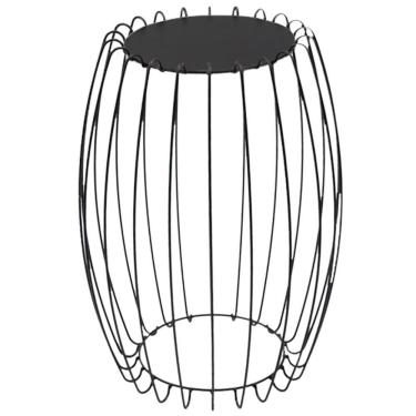 Imagem de Mesa Apoio Lateral 43 Cm Tampo Vidro Preto Base Metal Preto Nacc Preto Preto