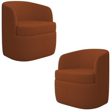 Imagem de Kit 2 Poltronas Giratória Decorativa Para Sala Dandara K04 Bouclê Terracota - Mpozenato