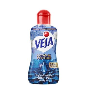 Imagem de Veja Gotas de Perfume Água Marinha Algodão Limpador Perfumado Concentrado 100 ml