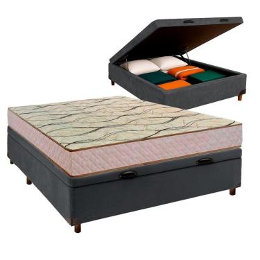 Imagem de Cama Box Bau Cinza Casal + Colchão D33 Maxsono Paropas