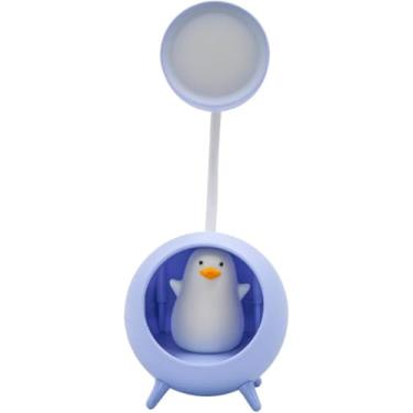 Imagem de Luminária LED de Patinho USB Recarregável e Articulável 360° Abajur Portátil para Leitura, Estudo e Decoração de Quarto e Escritório (Azul)