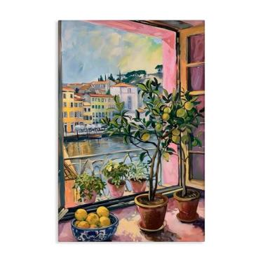 Imagem de Stupell Industries Arte de parede em tela com cena de janela cítrica da cidade, design por LSR Design Studio, 61 x 40 cm