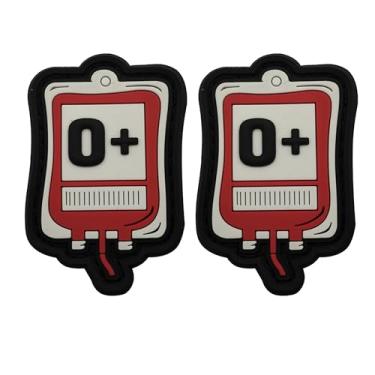 Imagem de Patch engraçado de PVC tipo sanguíneo, adesivos de borracha PVC tipo sanguíneo O+ Positive POS, apliques decorativos de bolsa médica com crachás de suporte de gancho e laço para roupas, mochilas