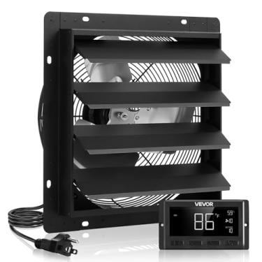 Imagem de VEVOR Exaustor de obturador de 35,5 cm, ventilador de ventilação de sótão montado na parede com controle de temperatura de velocidade variável de programação inteligente, motor 2000 CFM, EC
