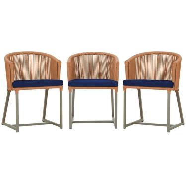 Imagem de 3 Cadeiras De Jantar Noronha Fendi Corda Náutica E10 Trama Terra Cota