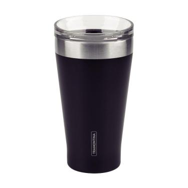 Imagem de Copo Térmico Tramontina Exata Em Aço Inox Preto Com Tampa 550 Ml Tramontina