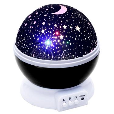 Imagem de Luminária Projetor Abajur Estrelas Galáxia Universo Céu Criança Rotativa 360 - Preto