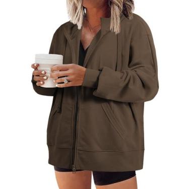 Imagem de Moletom feminino Eytino plus size com zíper e manga comprida 5x preto