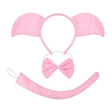 Imagem de IEUDNS Fantasia de Porco - Conjunto de Acessórios para Fantasia Infantil para Carnaval e Baile de Máscaras, Luz Rosa, Conjunto de 3 Peças