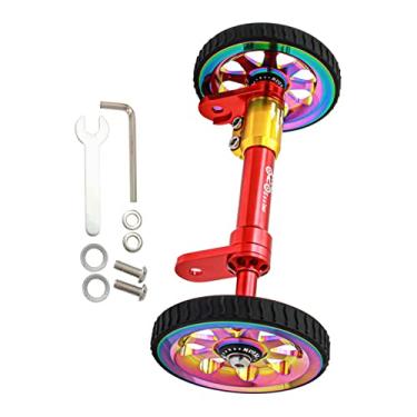 Imagem de Suporte de carga traseiro de haste de extensão de rodas fáceis para bicicleta dobrável de peso para Brompton - Barra telescópica com rodinhas lisas - para transporte, caminhada e estacionamento - liga