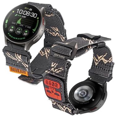 Imagem de DAVILANE Pulseira de relógio tática de nylon de 22 mm de liberação rápida com adesivos intercambiáveis e fecho de gancho G - ajuste universal para relógios inteligentes e analógicos, preto fosco
