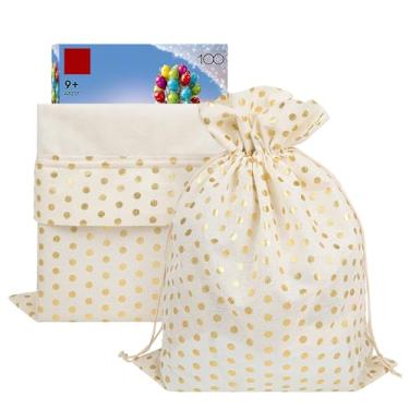 Imagem de Linkidea Pacote com 4 sacos de presente reutilizáveis não tecidos com cordão, armazenamento de tecido com fecho de cordão para aniversário, Natal, presentes de festa, compatível com LEGO (estampa de