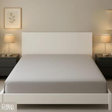 Imagem de Lençol King Colchão Malha 100% Algodão C/Elástico, 150 Gr, Antialérgico Cinza