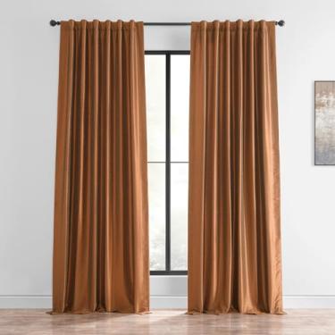 Imagem de HPD Half Price Drapes PDCH-KBS36-120 Cortina de seda dupla vintage texturizada (1 painel), 120 x 300 cm, chaleira de cobre