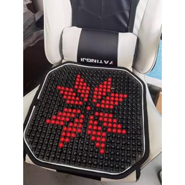Imagem de Jero.Ted Capa de assento de contas de carro espessas, capa de assento refrescante, tapete de almofada de madeira, grande, preto, vermelho, contas de madeira, almofada de cadeira para casa, escritório