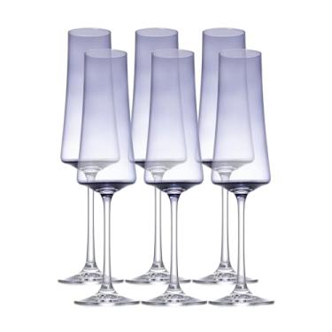 Imagem de Jogo de 6 Taças para Champanhe - Xtra Colorida - Cristal Ecologico - 210ml - Azul Sombra - Full Fit