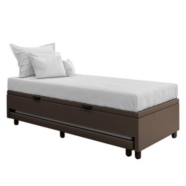 Imagem de Bicama Box Baú Solteirão 96x188cm Samy S05 Sintético Marrom - Mpozenato