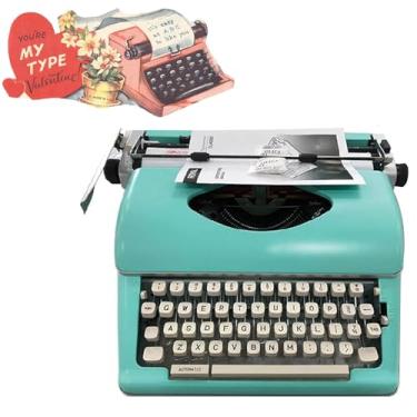 Imagem de Máquina de escrever manual retrô clássica, máquina de escrever manual de metal à moda antiga, botões flexíveis, caligrafia transparente para letras, escrita criativa, multicor, verde