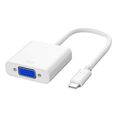 Imagem de Generic Adaptador USB C para VGA Tipo C para Conversor VGA Chip Inteligente para S8, S9, Mate10para 8 Solução Realtek, Banhado a Ouro, Suporte de Atualização On-line (Preto)