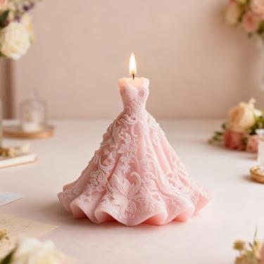 Imagem de Moldes de vela para vestido de noiva, molde de silicone para vestido de princesa para fabricação de velas, molde de fundição de resina epóxi para artesanato de sabonete, perfeito para festa de
