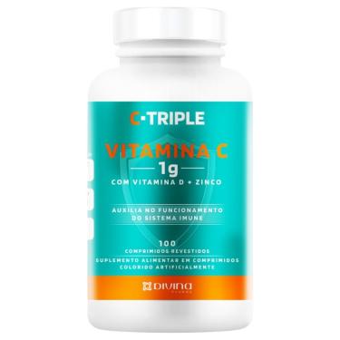 Imagem de C-TRIPLE VITAMINA C 1G + ZINCO 10 MG + VITAMINA D 400UI 100 COMPRIMIDOS TRIPLA PROTEÇÃO - DIVINA-Unissex