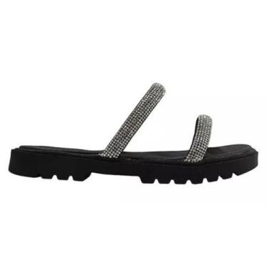 Imagem de Chinelo Molekinha Slide Infantil Preto Strass, 31