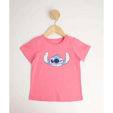 Imagem de Camiseta Infantil Manga Curta Stitch Disney Tam 1 a 3-58150, Rosa, 2