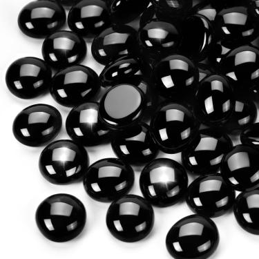 Imagem de vchin Contas de vidro de fogo de 9,5 cm, contas de vidro para fogueira de 4,5 kg, alto brilho para lareira a gás, mesa de fogueira, paisagismo (brilho preto ônix)