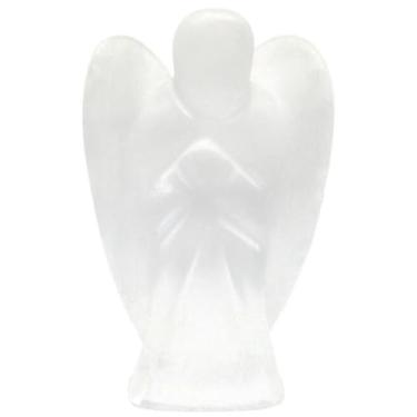 Imagem de Nelson Creations, LLC Estatueta de anjo da guarda de selenita de 7,5 cm de pedra natural esculpida à mão, excelente para limpar energia negativa e recarregar seus outros cristais