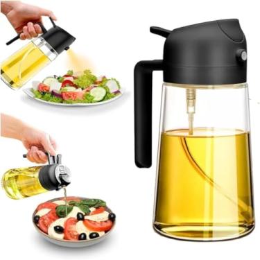 Imagem de Galheteiro Borrifador para Azeite e Vinagre, 470ml, Vidro Transparente com Dosador em Aço Inox, 18cm x 7,5cm