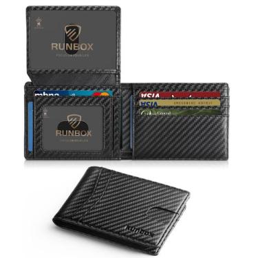 Imagem de Carteira RUNBOX Slim RFID de couro 11x8x2 cm com 15 compartimentos par